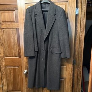 Men's London Fog Vintage Wool Blend Trench Coat - Dark Charcoal